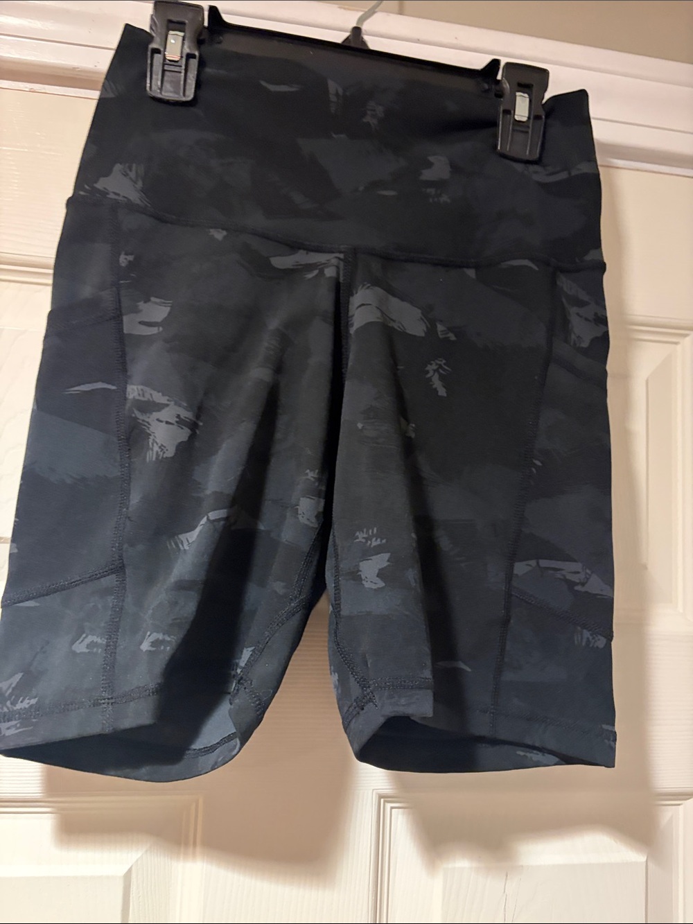 High-Rise Black Camo Bike Shorts for Women